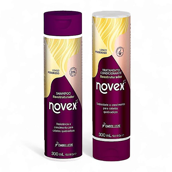 Kit Novex Longo Poderoso Shampoo E Condicionador 300ml Fios sem Frizz