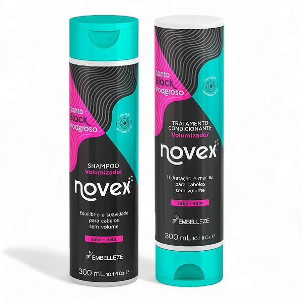 Kit Novex Shampoo + Condicionador Meus Cachos Santo Black Poderoso 300ml