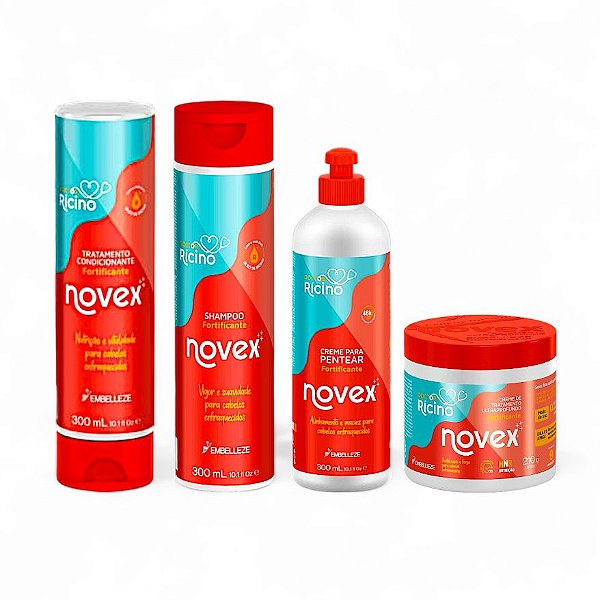 Kit Novex Doctor Rícino Shampoo e Condicionador + Creme de Pentear e Máscara de Tratamento