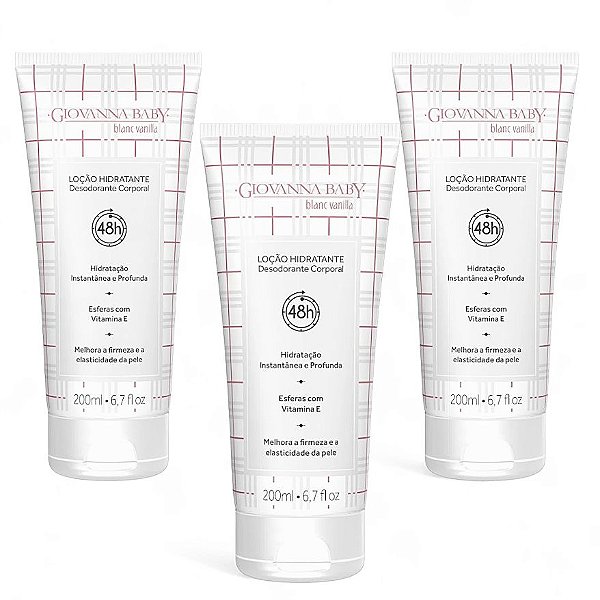 Loção Hidratante Desodorante Giovanna Baby Blanc Vanilla 200ml 48h - Kit c/ 3 Unidades