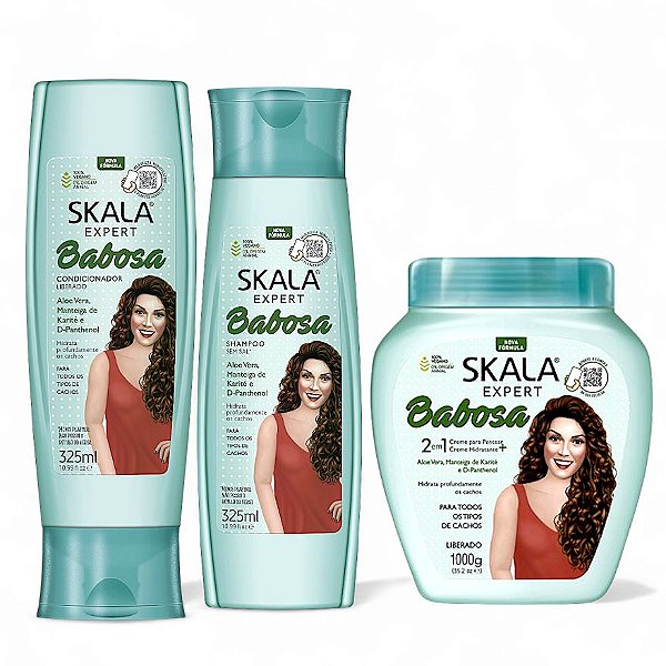 Kit Shampoo Condicionador Máscara Babosa Skala Cabelos Cacheados