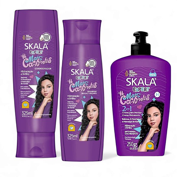 Kit Skala Mais Cachinhos Shampoo + Condicionador + Mini Creme de Tratamento e Pentear