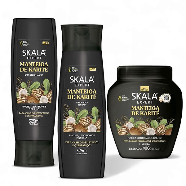 Skala Kit Nutriçãoo Manteiga de Karite Shampoo + Condicionador + Creme Tratamento