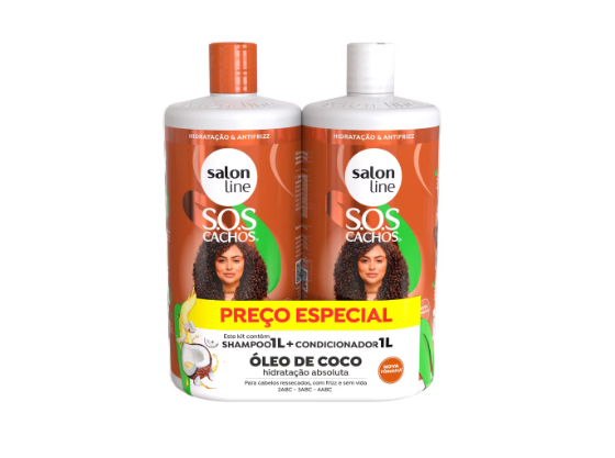 Kit SOS Cachos Coco Profundo Shampoo 1L e Condicionador 1L Salon Line