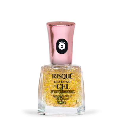 Esmalte Top Coat Fixador Risqué Diamond Gel Noites Iluminadas - Karaokê em Tóquio 9,5ml