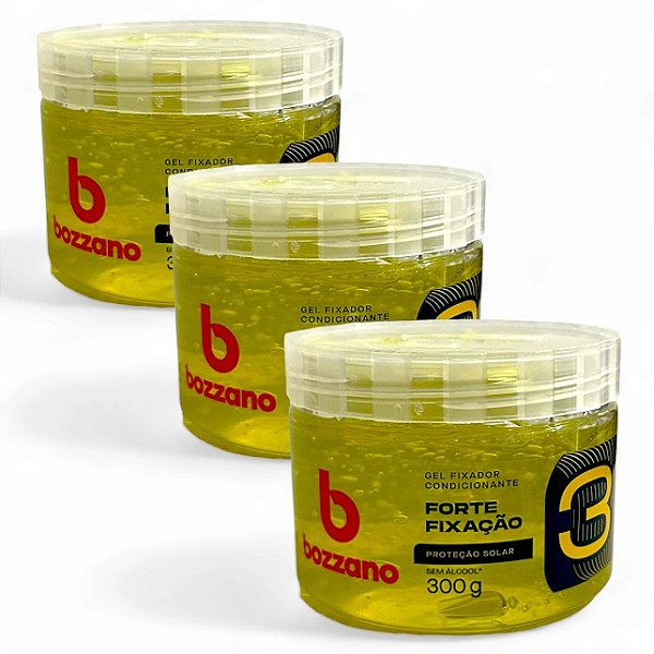 Kit 3x Bozzano Gel Condicionante - Fixação Forte Fator 3 com Proteção Solar 300g