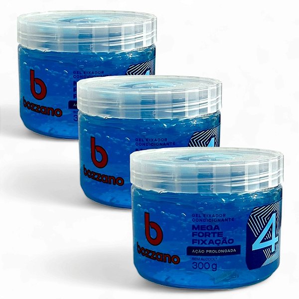 Kit 3x Bozzano Gel Fixador Condicionante Mega Forte Fator 4 - Fixação Prolongada e Hidratação