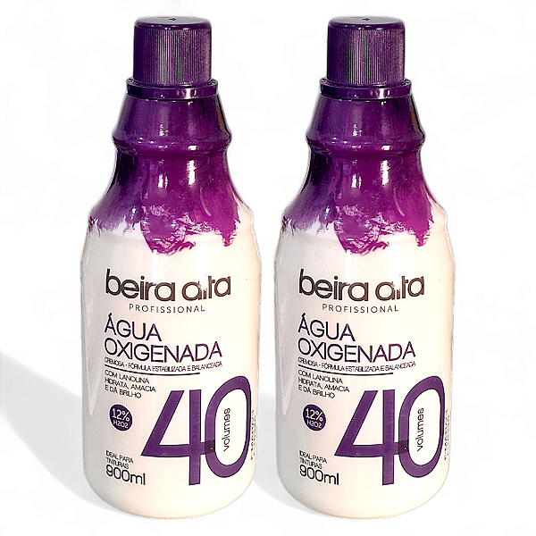 Água Oxigenada Cremosa Beira Alta 900ml 40 Volume - Kit c/ 2 Unidades