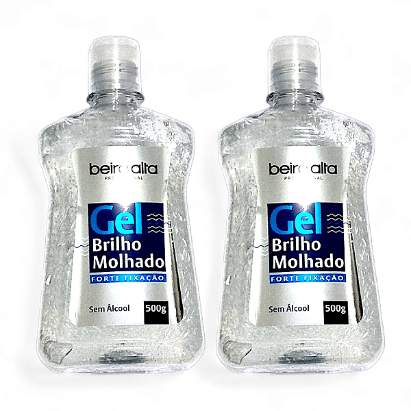 Gel Brilho Molhado Forte Fixação Beira Alta 500g - 2unidades