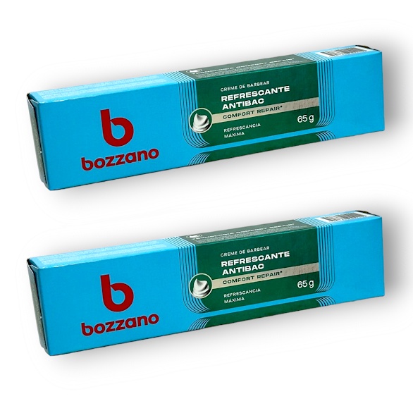 Creme De Barbear Bozzano Refrescante Antibac 65g Kit c/ 2 Unidades