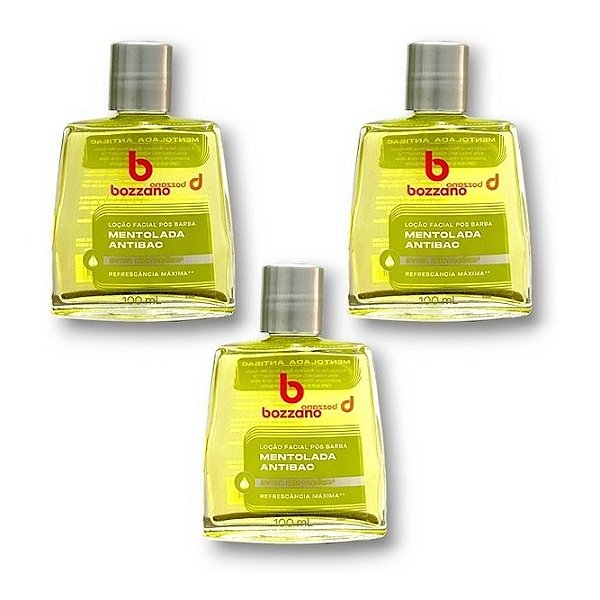 Loção Facial Pós Barba Bozzano Mentolada Antibac 100ml  Kit c/ 3 Unidades