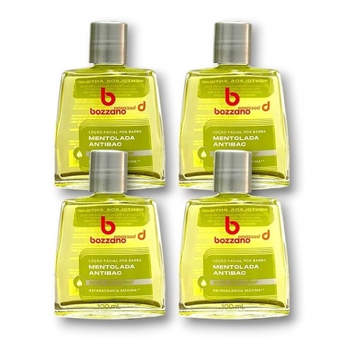 Loção Facial Pós Barba Bozzano Mentolada Antibac 100ml Kit c/ 4 Unidades