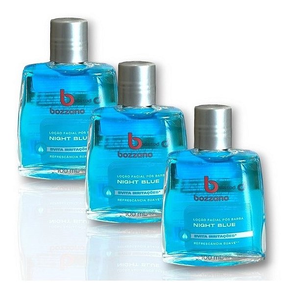 Loção Facial Pós Barba Bozzano Night Blue 100ml Kit c/ 3 Unidades