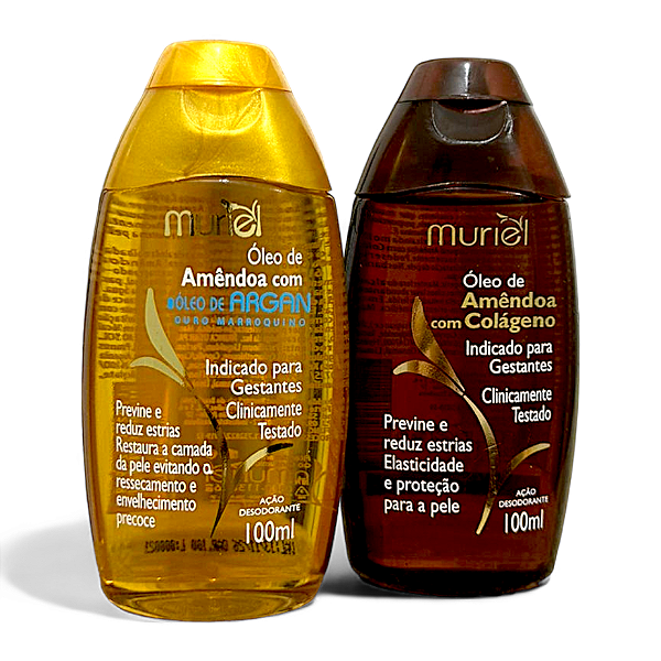 Kit Óleo Corporal Amêndoas Colageno Argan 100ml Muriel Kit c/ 2 Unidades