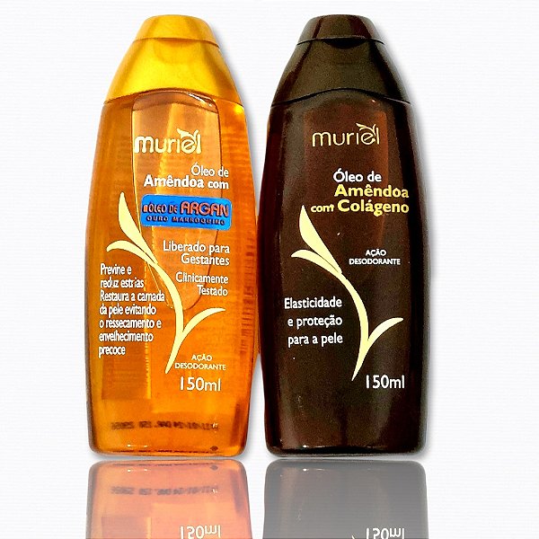 Kit Óleo Corporal Amêndoas Colageno e Argan 150ml Muriel 2 unidades