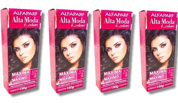 Kit Alta Moda 1.11 Preto Azulado Coloração Creme (4 Unidades) Alfaparf