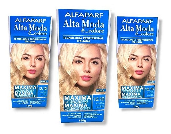 Kit Alta Moda 12.10 Louro Platina Cinza Coloração Creme (3 unidades) Alfaparf