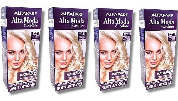Kit Alta Moda 12.111 Matizador Louro Platina Cinza Sem Amônia (4 unidades)