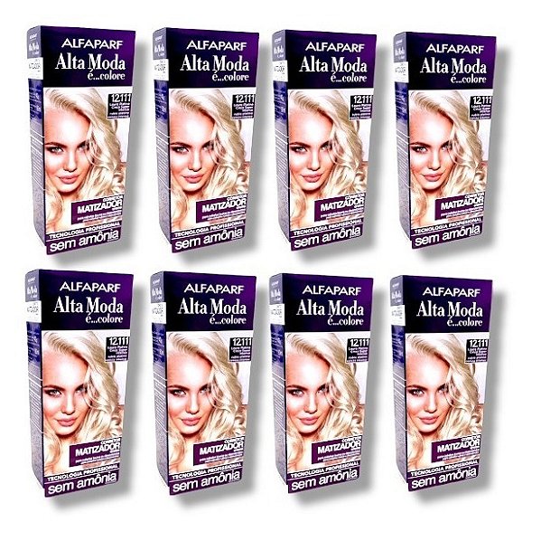 Kit Alta Moda 12.111 Matizador Louro Platina Cinza Sem Amônia (8 unidades)