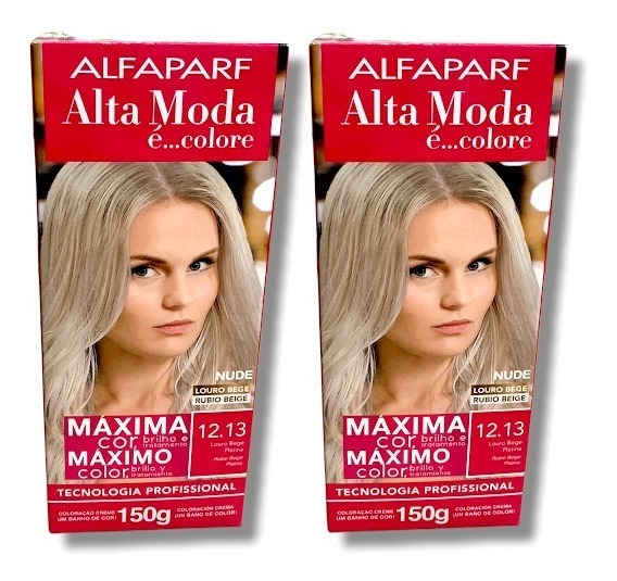 Kit Alta Moda 12.13 Louro Bege Platina Coloração Creme (2 Unidades) Alfaparf