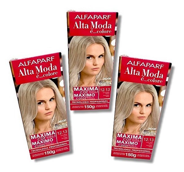 Kit Alta Moda 12.13 Louro Bege Platina Coloração Creme (3 Unidades) Alfaparf