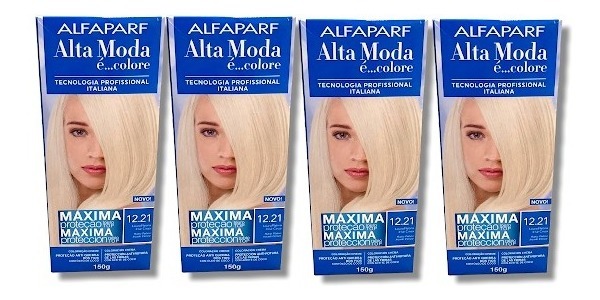 Kit Alta Moda 12.21 Louro Platina Irisé Cinza Coloração Creme (4 unidades)