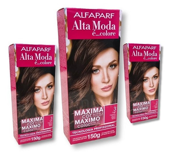 Kit Alta Moda 3.0 Caffé Castanho Escuro Coloração Creme (3 unidades) Alfaparf