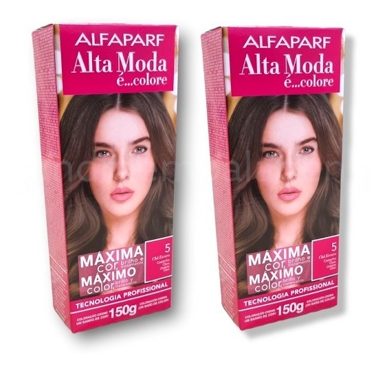 Kit Alta Moda 5.0 Castanho Claro Coloração Creme (2 Unidades) Alfaparf