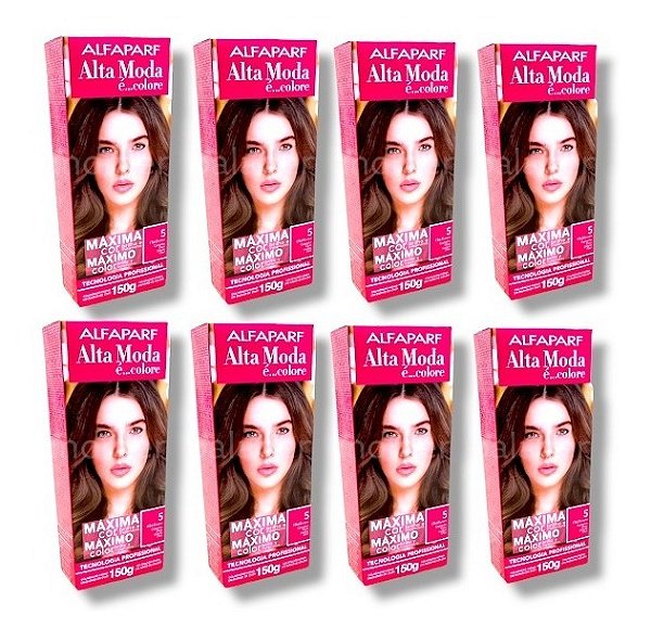 Kit Alta Moda 5.0 Castanho Claro Coloração Creme (8 Unidades) Alfaparf