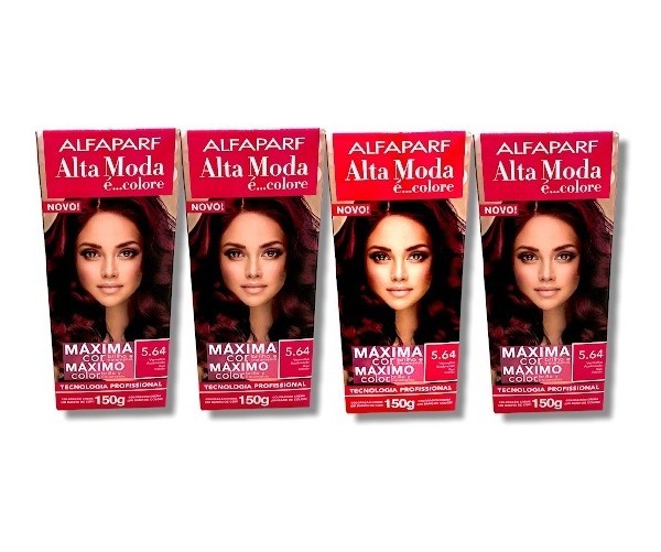 Kit Alta Moda 5.64 Vermelho Acobreado Coloração Creme (4 unidades) Alfaparf