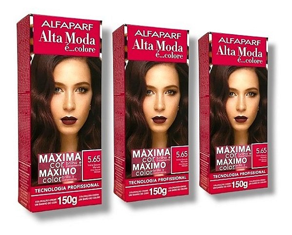 Kit Alta Moda 5.65 Vinho Escuro Marsals Coloração Creme (3 unidades) Alfaparf