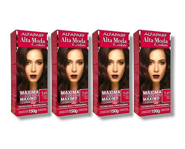 Kit Alta Moda 5.65 Vinho Escuro Marsals Coloração Creme (4 unidades) Alfaparf