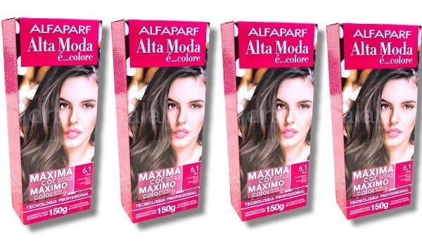 Kit Alta Moda 6.1 Louro Escuro Cinza Coloração Creme (4 Unidades) Alfaparf