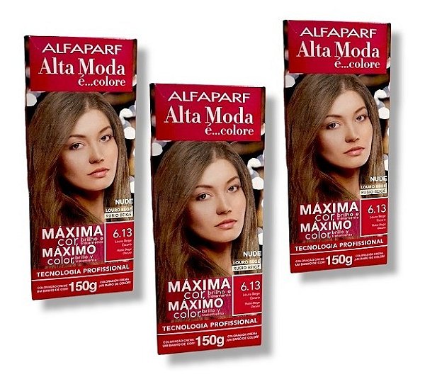Kit Alta Moda 6.13 Louro Bege Escuro Coloração Creme (3 unidades) Alfaparf