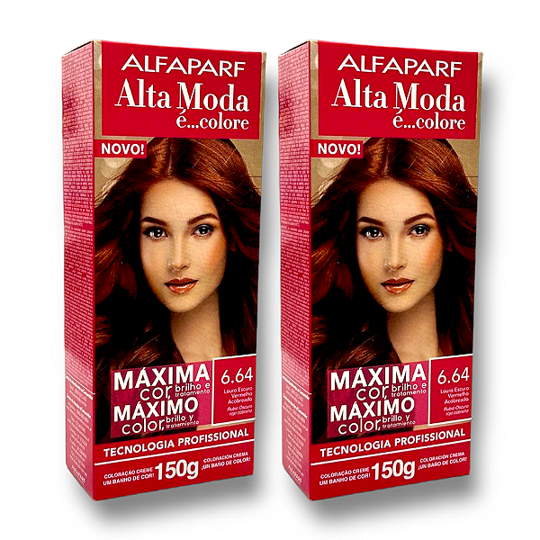 Kit Alta Moda 6.64 Louro Escuro Vermelho Acobreado Coloração Creme (2 Unidades) Alfaparf