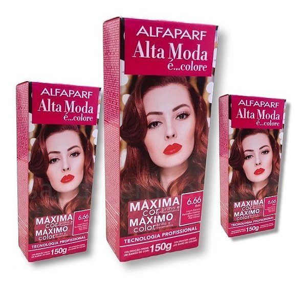 Kit Alta Moda 6.66 Rubi Vermelho Intenso Coloração Creme (3 unidades) Alfaparf