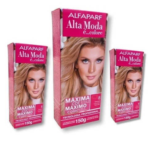 Kit Alta Moda 8.0 Louro Claro Coloração Creme (3 unidades) Alfaparf