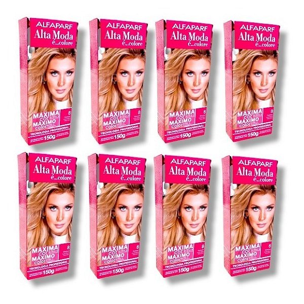Kit Alta Moda 8.0 Louro Claro Coloração Creme (8 unidades) Alfaparf