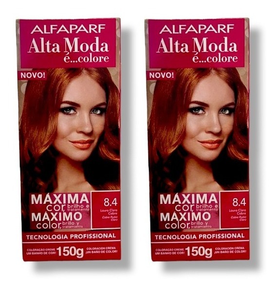 Kit Alta Moda 8.4 Louro Claro Acobreado Coloração Creme (2 unidades) Alfaparf