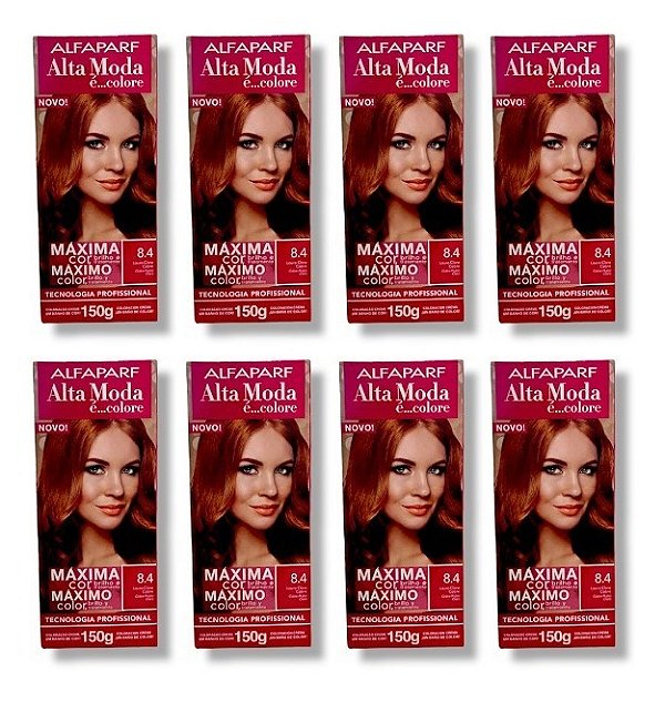 Kit Alta Moda 8.4 Louro Claro Acobreado Coloração Creme (8 unidades) Alfaparf