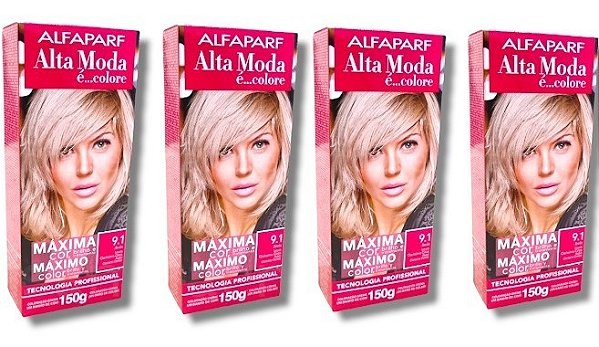 Kit Alta Moda 9.1 Louro Claríssimo Cinza Coloração Creme (4 unidades) Alfaparf