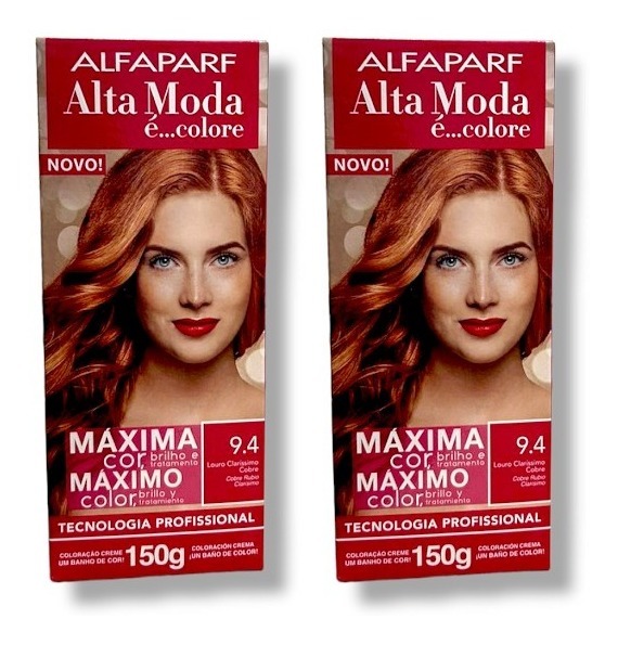 Kit Alta Moda 9.4 Louro Claríssimo Acobreado Coloração Creme (2 unidades) Alfaparf