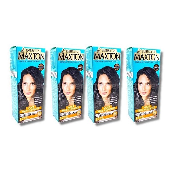 Kit Maxton 1.7 Preto Azulado Embelleze Tintura Creme (4 unidades)