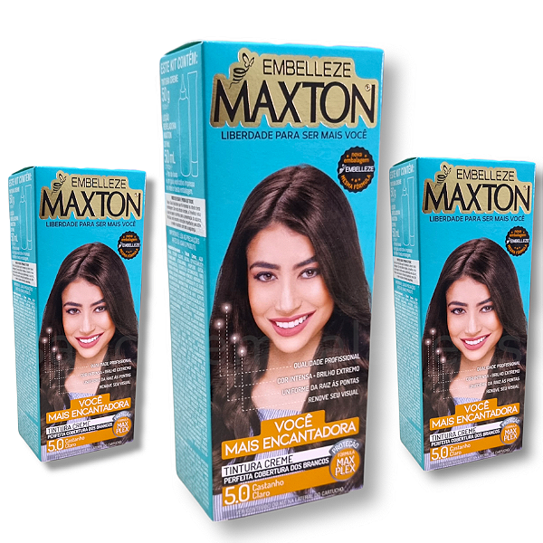 Kit Maxton 5.0 Castanho Claro Embelleze Tintura Creme (3 unidades)