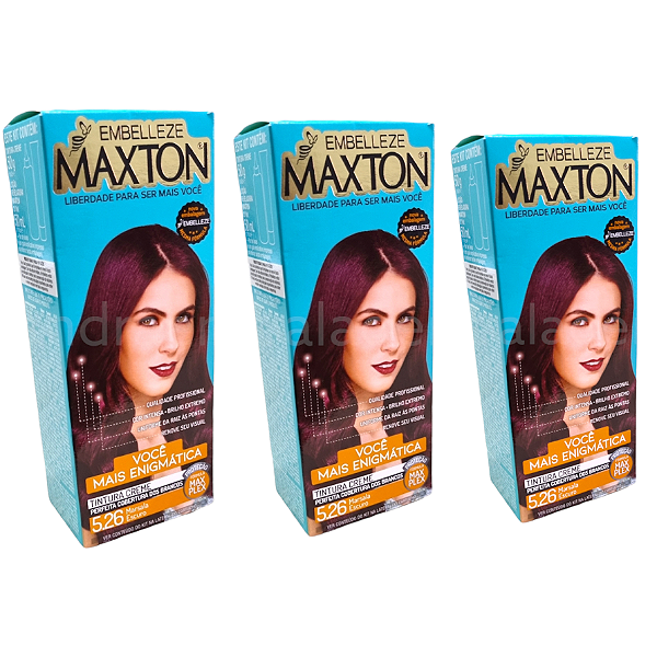 Kit Maxton 5.26 Marsala Escuro Embelleze Tintura Creme (3 unidades)