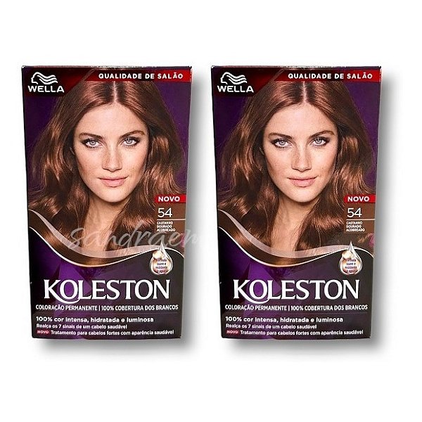 Kit Koleston Coloração Permanente 54 Castanho Dourado Acobreado  (2 Unidades)