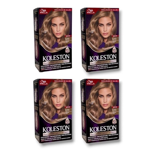 Kit Koleston Coloração Permanente Cor 1211 Louro Cinza Intenso - (4 Unidades)