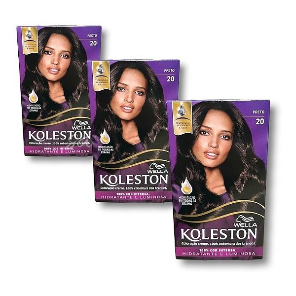 Kit Koleston Coloração Permanente Cor 20 Preto  (3 Unidades)