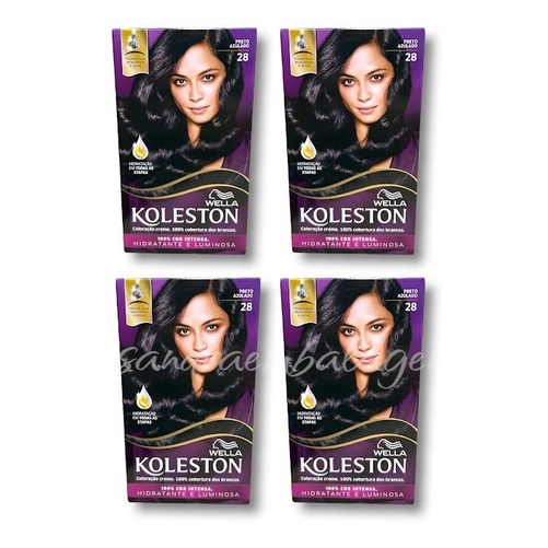 Kit Koleston Coloração Permanente Cor 28 Preto Azulado  (4 Unidades)
