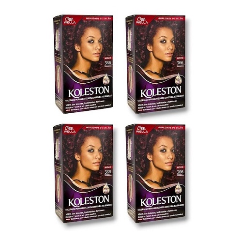 Kit Koleston Coloração Permanente Cor 366 Acaju Púrpura  (4 Unidades)
